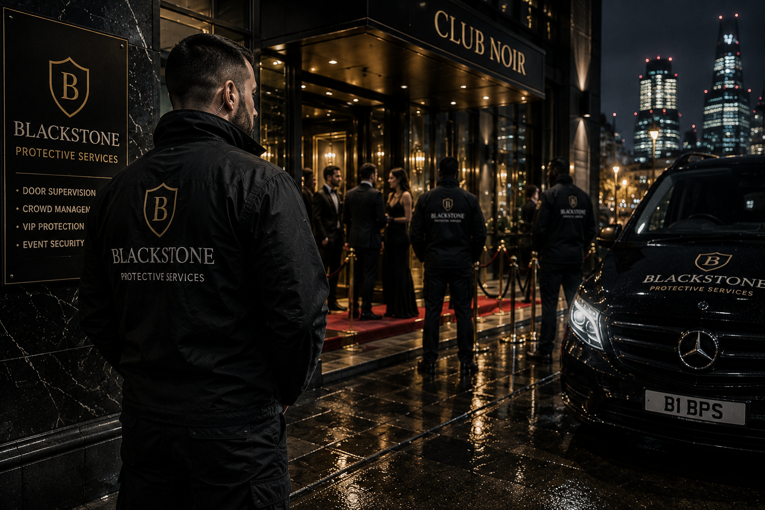Professional door supervisors providing venue security in London
